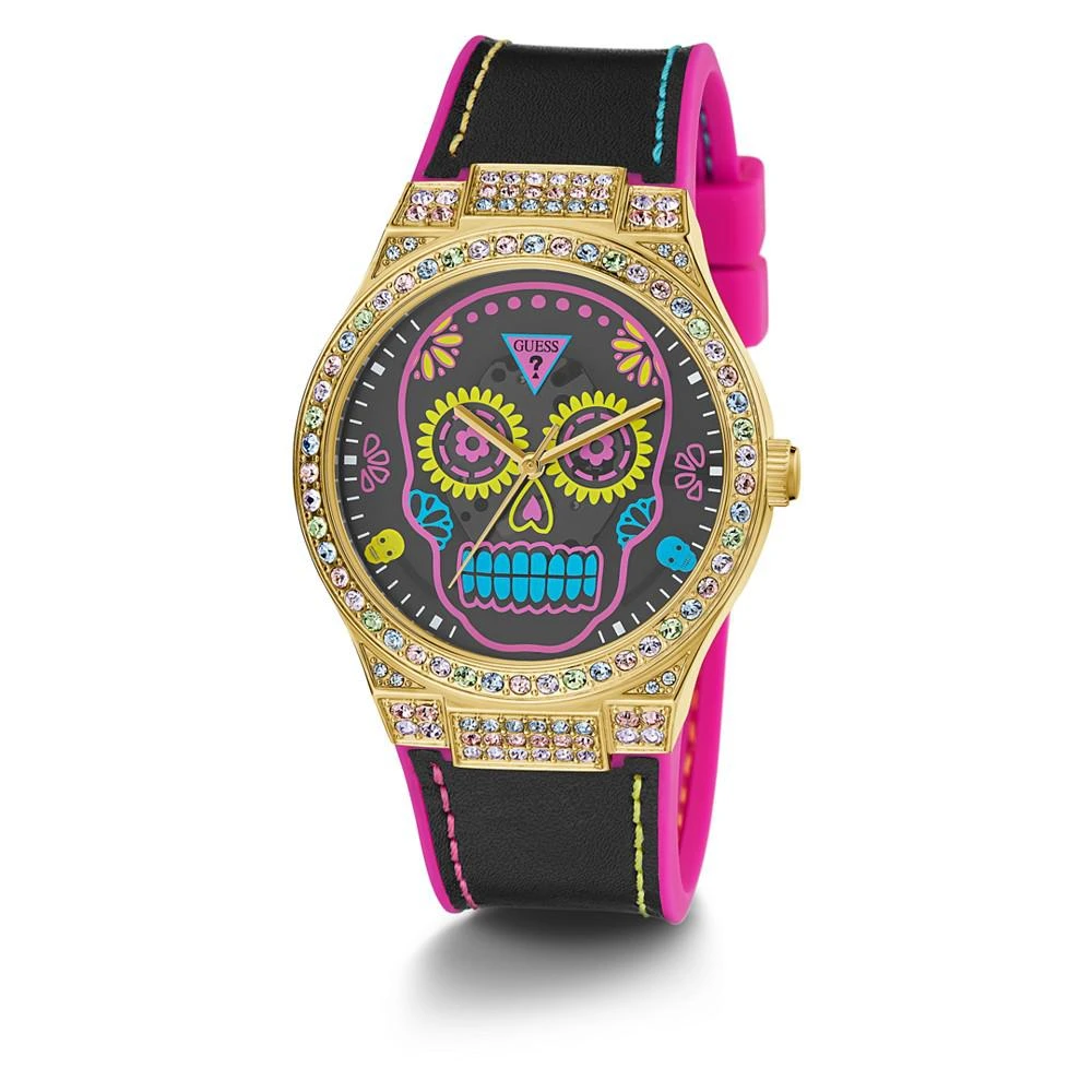 商品GUESS|Women's Gold-Tone Glitz Black Silicone Strap, Watch, 39mm,价格¥1052,第5张图片详细描述