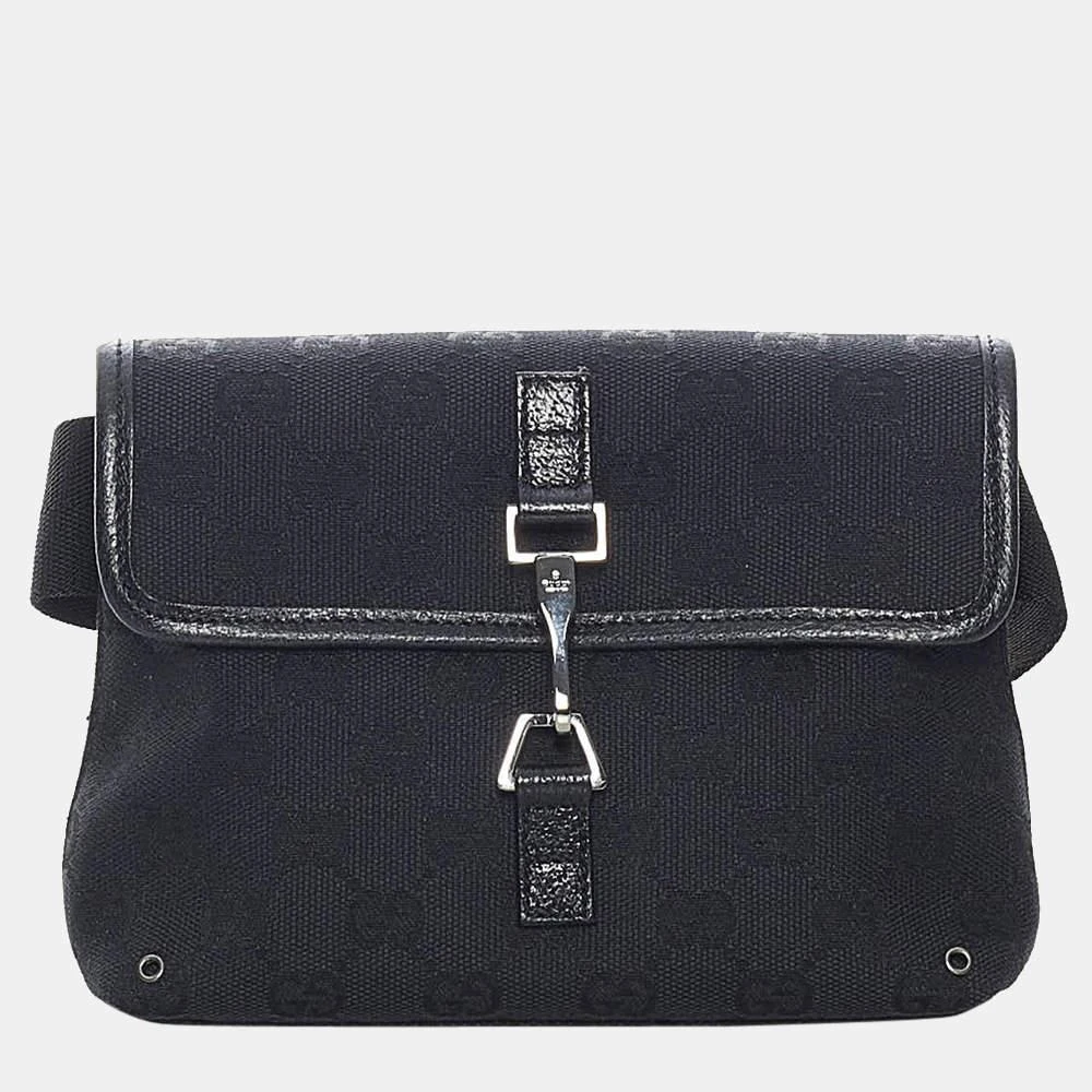 商品[二手商品] Gucci|Gucci Black GG Canvas Jackie Belt Bag,价格¥4417,第1张图片