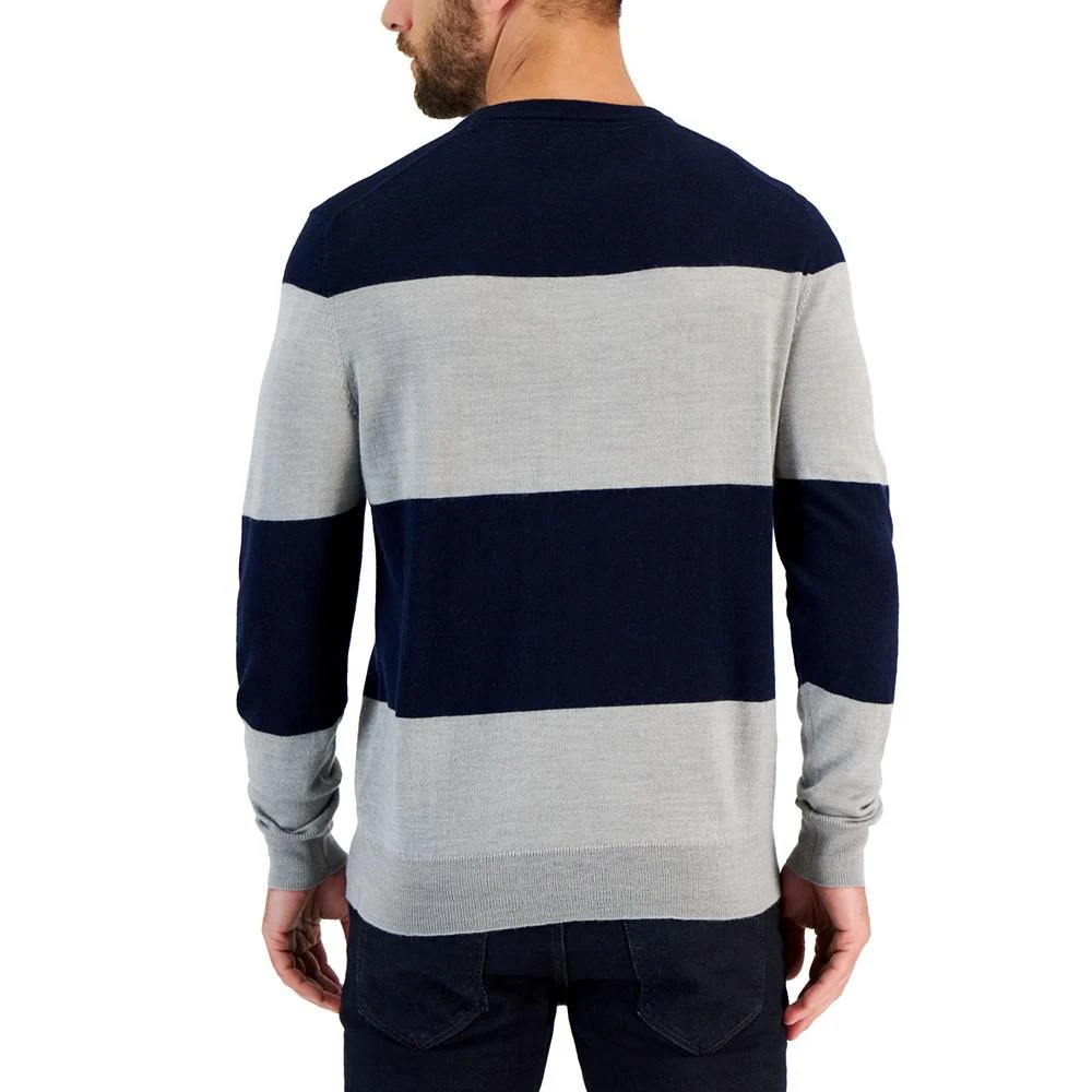 商品Club Room|Men's Merino Wide Striped Long Sleeve Crewneck Sweater, Created for Macy's,价格¥222,第2张图片详细描述