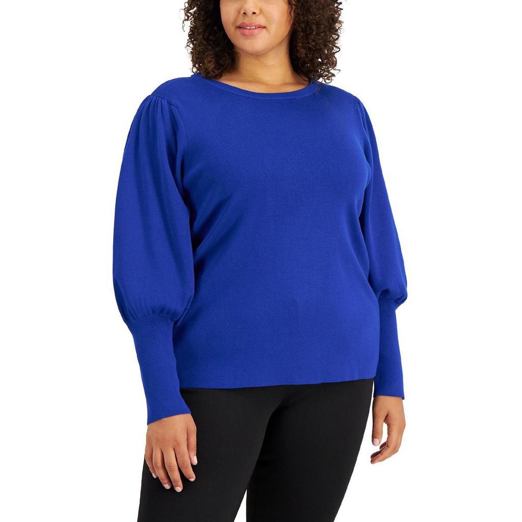Calvin Klein Womens Plus Ribbed Knit Stretch Pullover Sweater商品第1张图片规格展示