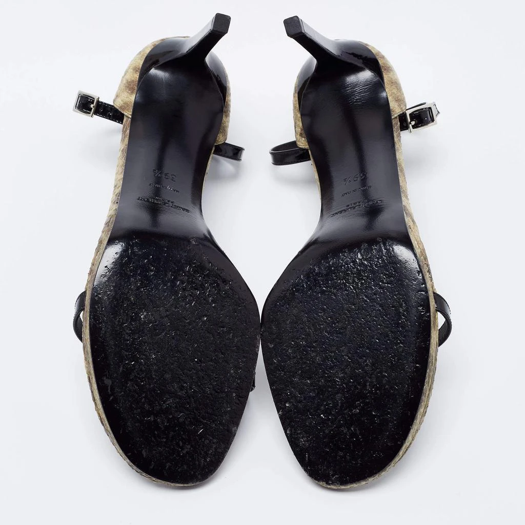 Saint Laurent Multicolor Patent Leather and Python Embossed Leather Jane Sandals Size 39.5 商品