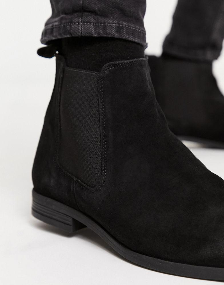 ASOS DESIGN chelsea boots in black suede with black sole商品第2张图片规格展示