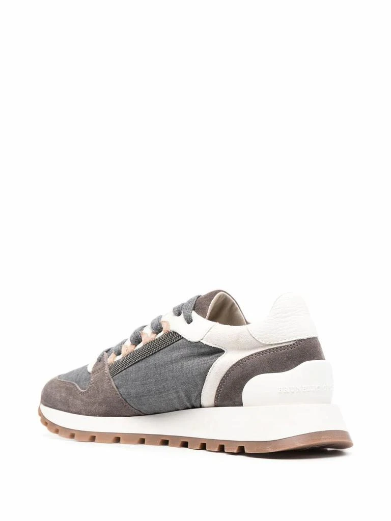 商品Brunello Cucinelli|Brunello Cucinelli Women&#39;s  Grey Leather Sneakers,价格¥6752,第3张图片详细描述