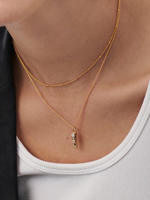 18K-Yellow-Gold Vermeil & Cubic Zirconia Small Claw Pendant Necklace商品第3张图片规格展示