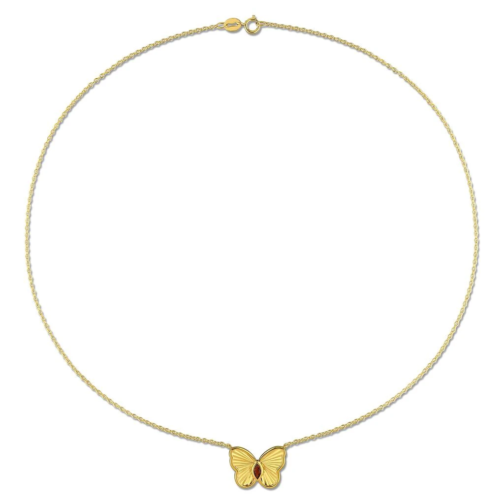 1/5ct TGW Marquise-Cut Garnet Butterfly Necklace with Chain Yellow Silver-17 in 商品