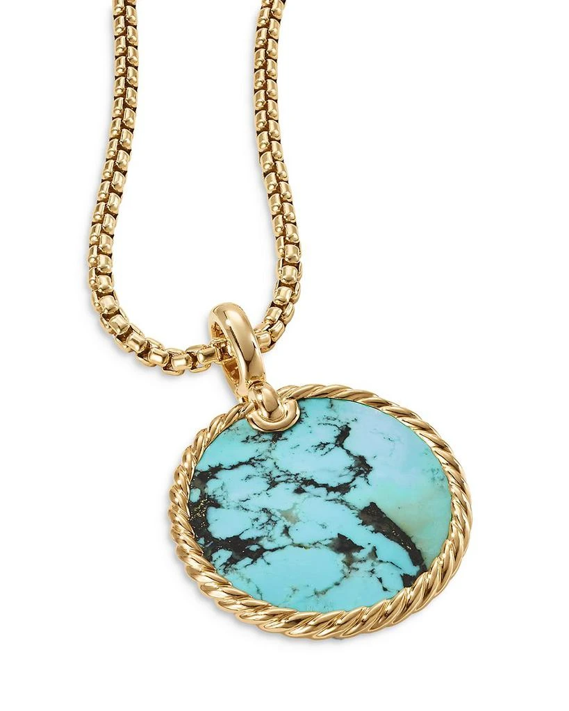 Small Cable Disc Amulet in 18K Yellow Gold with Turquoise 商品