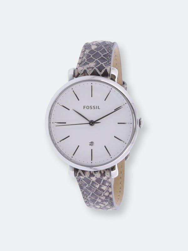 商品Fossil|Fossil Women's Mini Jacqueline ES4631 Silver Leather Quartz Fashion Watch Silver (Grey) ONE SIZE,价格¥160,第1张图片