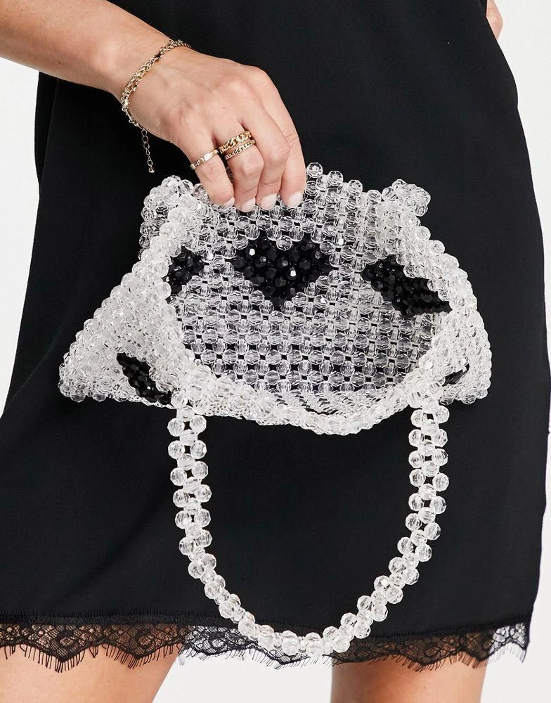 商品Topshop|Topshop beaded heart grab bag in black,价格¥125,第3张图片详细描述