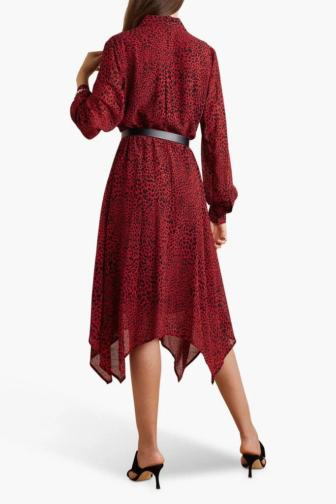 商品Michael Kors|Belted leopard-print crepe de chine midi shirt dress,价格¥735,第3张图片详细描述