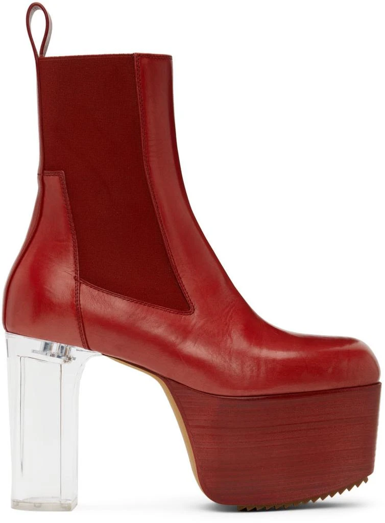 商品Rick Owens|Red Leather Platform Boots,价格¥4756,第1张图片