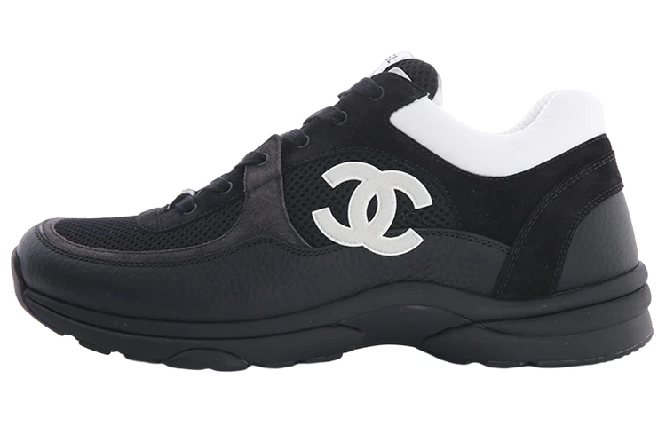 商品[国内直发] Chanel|香奈儿 网布皮革 圆头系带 透气 低帮 生活休闲鞋运动鞋 男款 黑色,价格¥18446,第1张图片