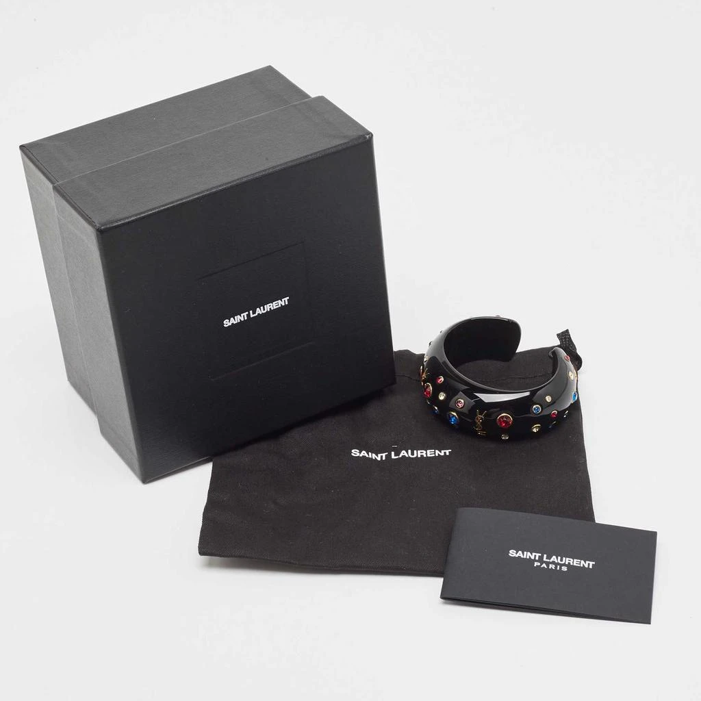 商品[二手商品] Yves Saint Laurent|Saint Laurent Black Crystal Embellished Gold Tone Open Cuff Bracelet,价格¥3876,第5张图片详细描述