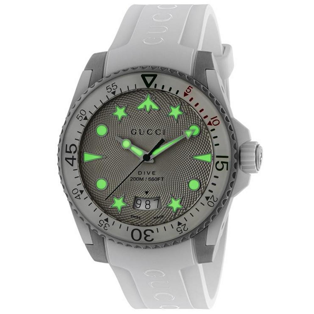 商品Gucci|Men's Swiss Dive White Rubber Strap Watch 40mm,价格¥10887,第5张图片详细描述
