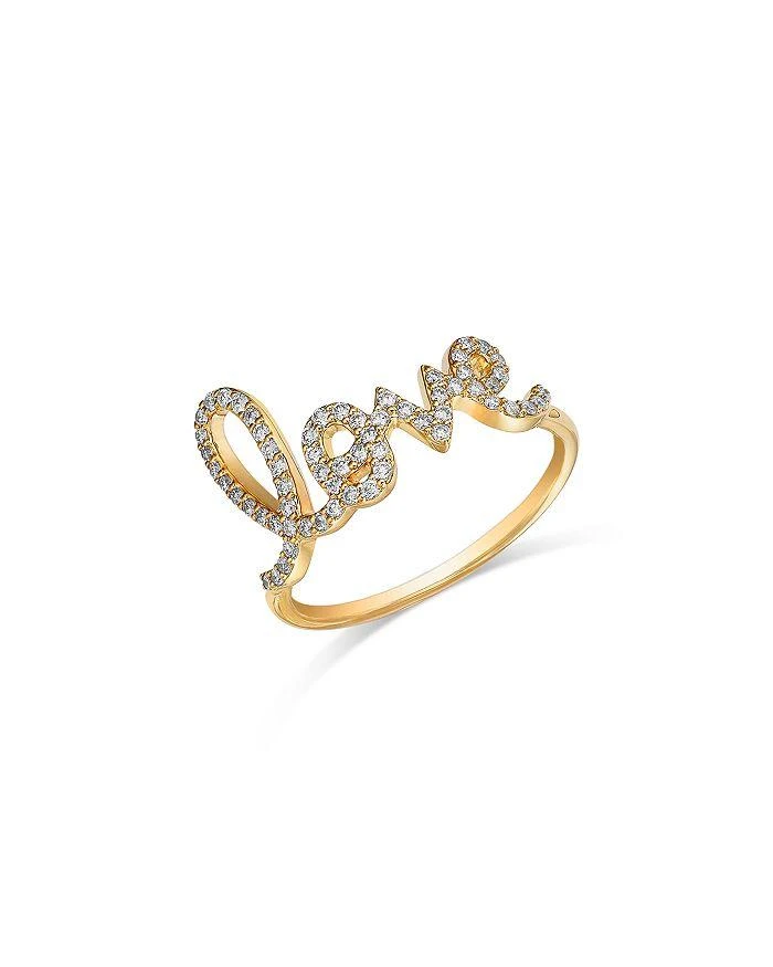 商品Sydney Evan|14K Yellow Gold Large Love Script Ring with Diamonds, 0.31 ct. t.w.,价格¥13576,第1张图片详细描述