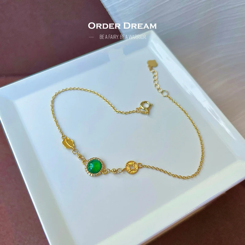 商品[国内直发] Order Dream|18K金翡翠钻石手链,价格¥3049,第1张图片