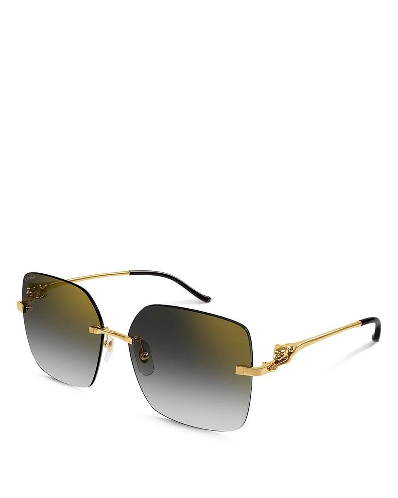 商品Cartier|Panthere Classic 24K Gold Plated Rimless Square Sunglasses, 60mm,价格¥9690,第1张图片