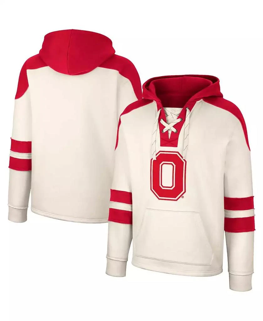 商品Colosseum|Men's Cream Ohio State Buckeyes Lace-Up 4.0 Vintage-Like Pullover Hoodie,价格¥361,第1张图片