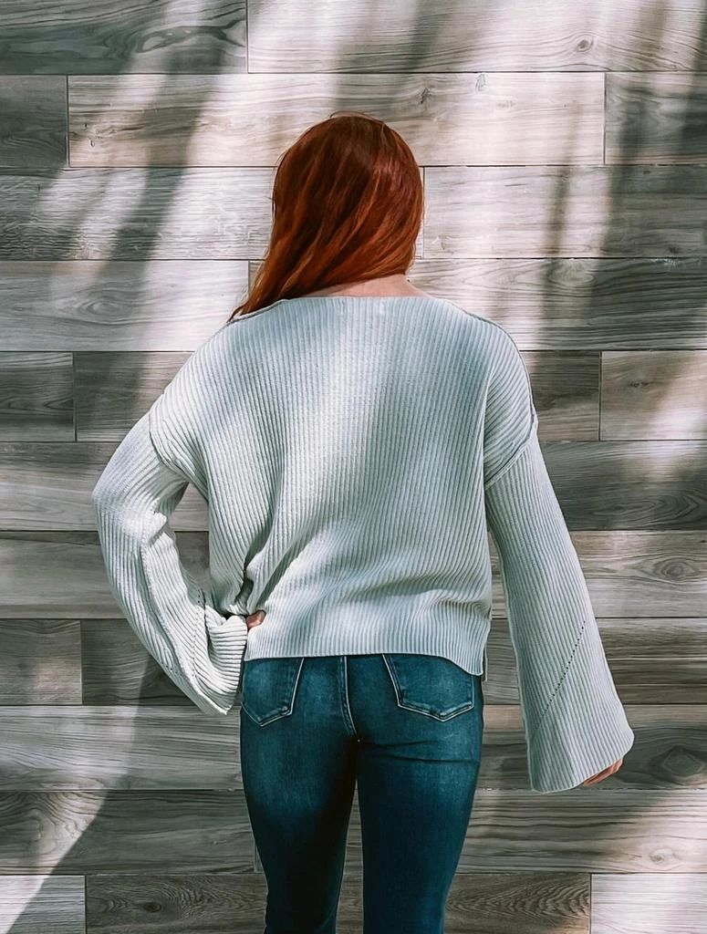 商品By Together|Knit Bell Sleeve Sweater In Sage,价格¥433,第2张图片详细描述