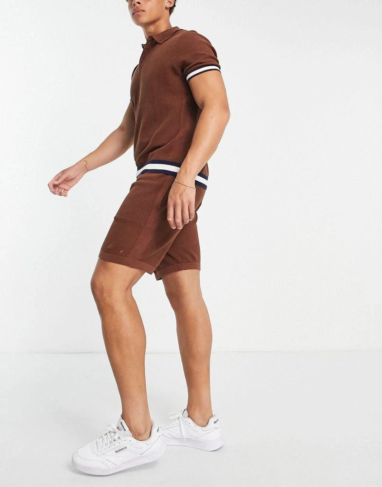 商品River Island|River Island textured knitted shorts in brown,价格¥155,第4张图片详细描述