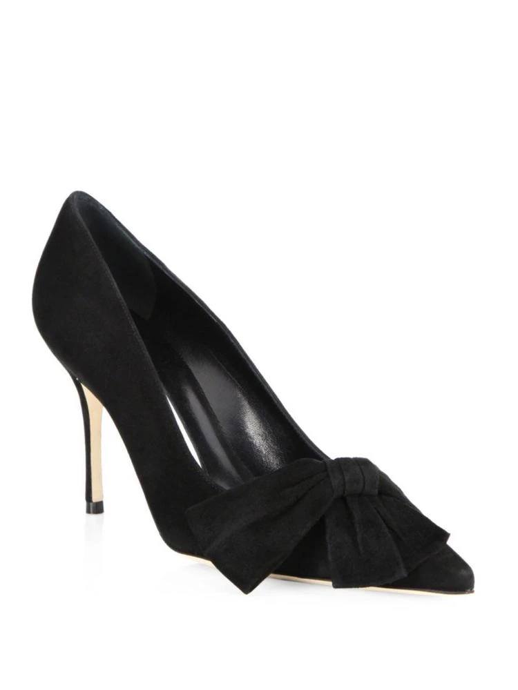 商品Manolo Blahnik|Beccara 90 Bow Suede Point Toe Pumps,价格¥2383,第1张图片