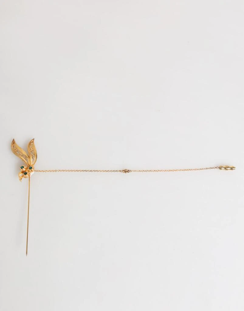 商品Dolce & Gabbana|Dolce & Gabbana Gold Tone 925 Sterling Silver Crystal Chain Pin Brooch,价格¥2748,第2张图片详细描述
