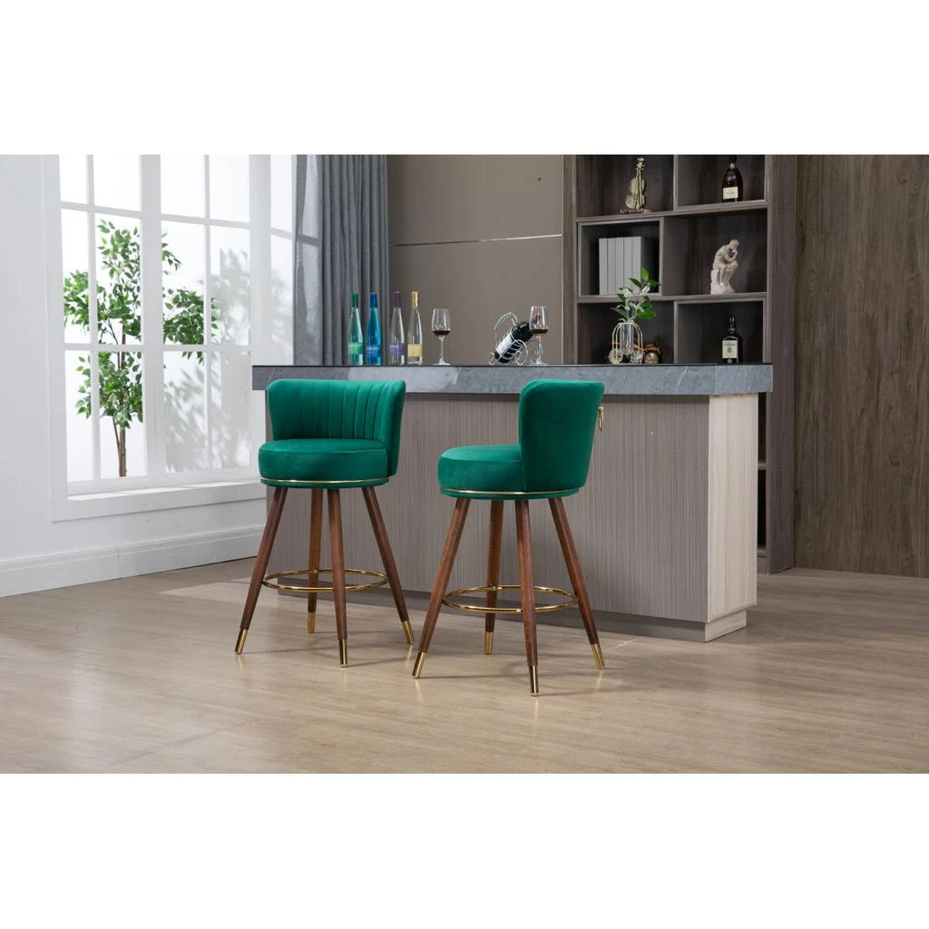 商品Simplie Fun|Counter Height Bar Stools Set of 2 for Kitchen Counter Solid Wood Legs,价格¥2895,第3张图片详细描述