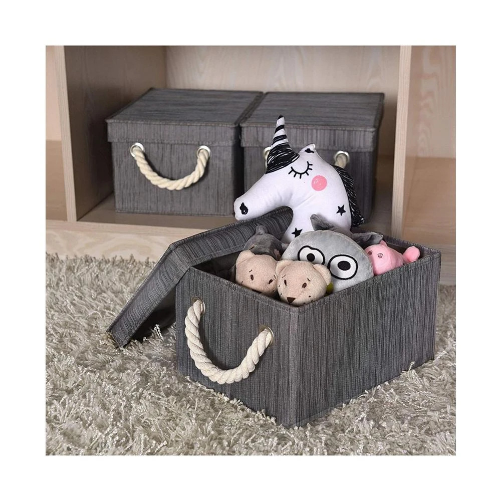 商品StorageWorks|Foldable Fabric Storage Bin with Cotton Rope Handles and Lid 2-Pack,价格¥440,第2张图片详细描述