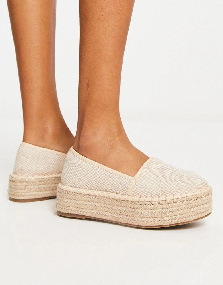 商品ASOS|ASOS DESIGN Journal flatform espadrilles in cream,价格¥153,第4张图片详细描述