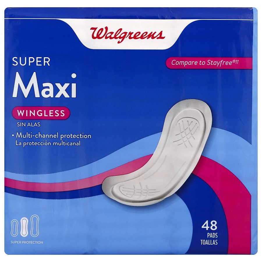 商品Walgreens|Maxi Pads, Overnight, Wingless Unscented,价格¥34,第2张图片详细描述