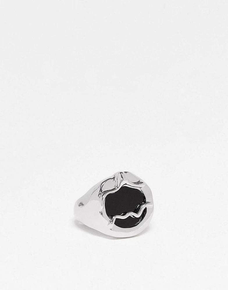 商品Reclaimed Vintage|Reclaimed Vintage inspired unisex molten ring with stone in silver,价格¥54,第1张图片