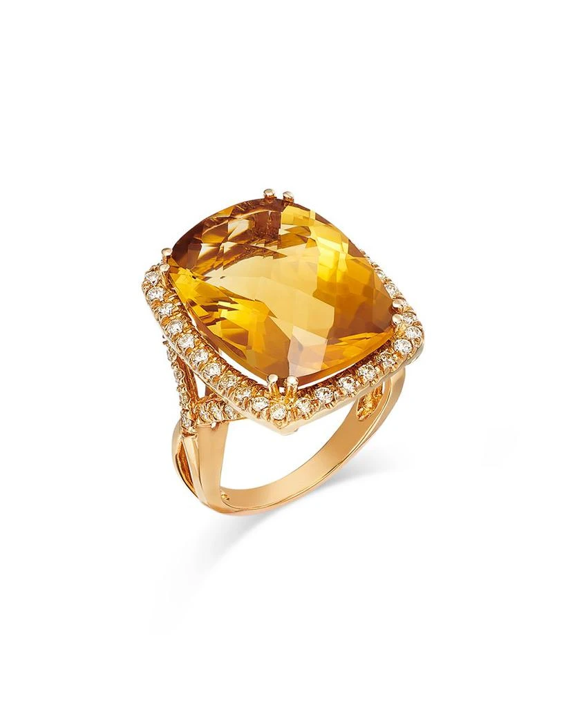 商品Bloomingdale's Fine Collection|Citrine & Diamond Halo Ring in 14K Yellow Gold - Exclusive,价格¥24201,第1张图片