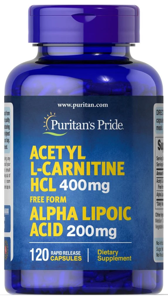 商品Puritan's Pride|Acetyl L-Carnitine 400 mg with Alpha Lipoic Acid 200 mg 120 Capsules,价格¥567-¥1133,第1张图片