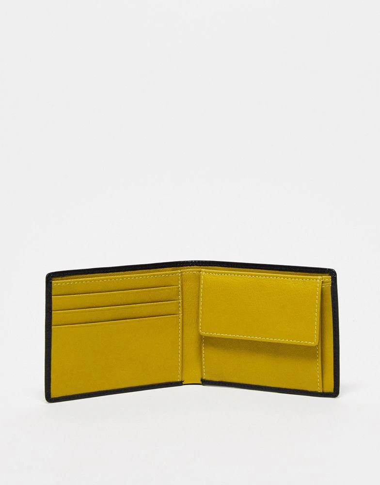 商品ASOS|ASOS DESIGN real leather wallet in black with olive internals,价格¥135,第2张图片详细描述