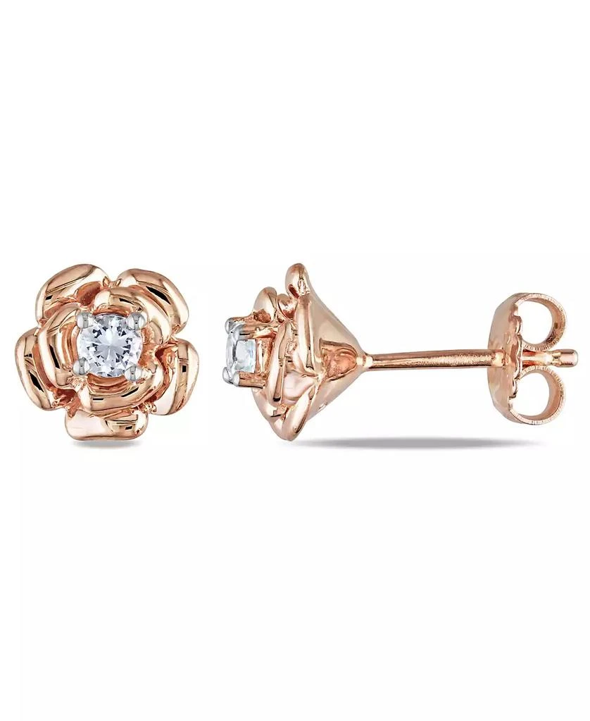 商品Macy's|Lab Grown White Sapphire (1/3 ct. t.w.) Flower Stud Earrings in 18k Rose Gold Over Silver,价格¥421,第1张图片