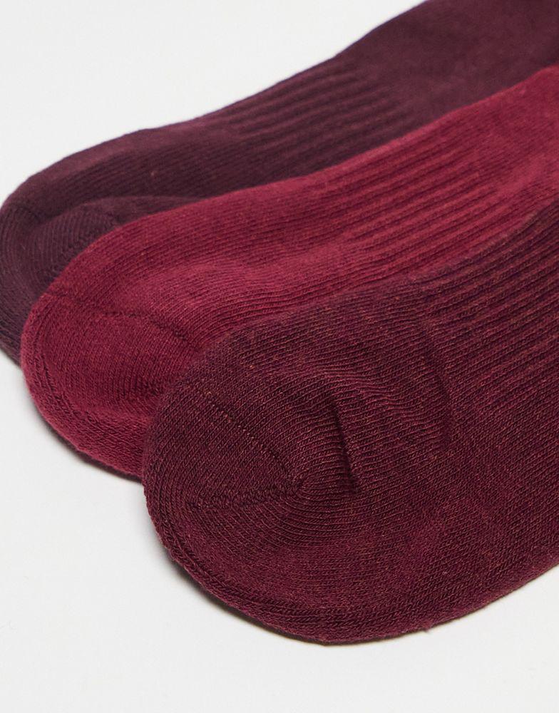 Polo Ralph Lauren 3 pack mercerized cotton socks in burgundy red with logo商品第4张图片规格展示