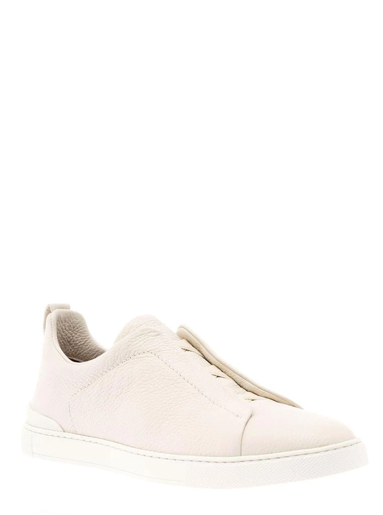商品Zegna|Triple Stitch Sneakers Without Laces in White Leather Man Z Zegna,价格¥4011,第2张图片详细描述