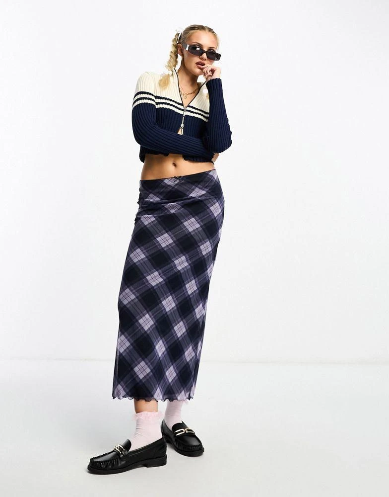 商品ASOS|ASOS DESIGN mesh midi skirt in check,价格¥186,第1张图片