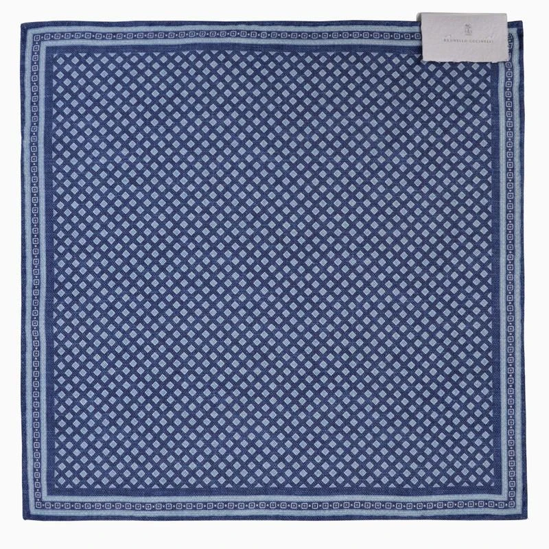 商品Brunello Cucinelli|Blue pocket handkerchief with geometric print,价格¥1771,第2张图片详细描述