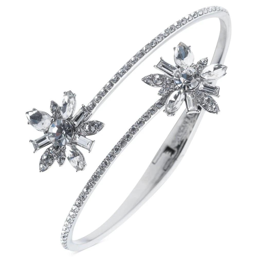 商品Givenchy|Silver-Tone Crystal Flower Cluster Bypass Bangle Bracelet,价格¥500,第1张图片