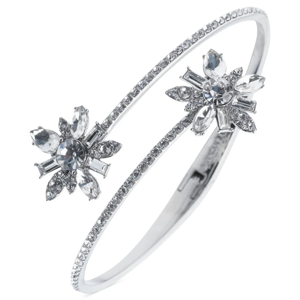 商品Givenchy|Silver-Tone Crystal Flower Cluster Bypass Bangle Bracelet,价格¥255,第1张图片