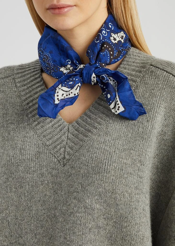 商品Acne Studios|Vette blue printed cotton-blend scarf,价格¥507,第2张图片详细描述