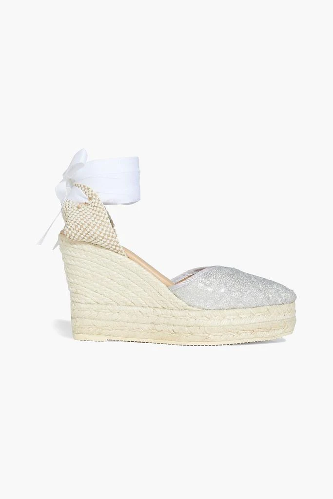 商品MANEBÍ|Sequin-embellished lace-up lamé wedge espadrilles,价格¥736,第1张图片