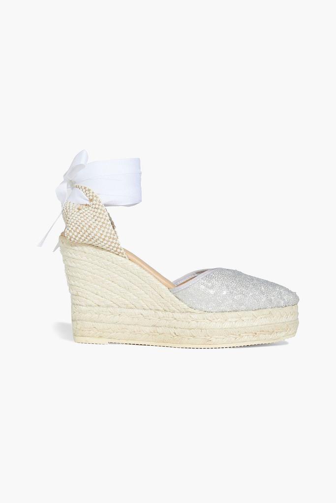 商品MANEBÍ|Sequin-embellished lace-up lamé wedge espadrilles,价格¥721,第1张图片