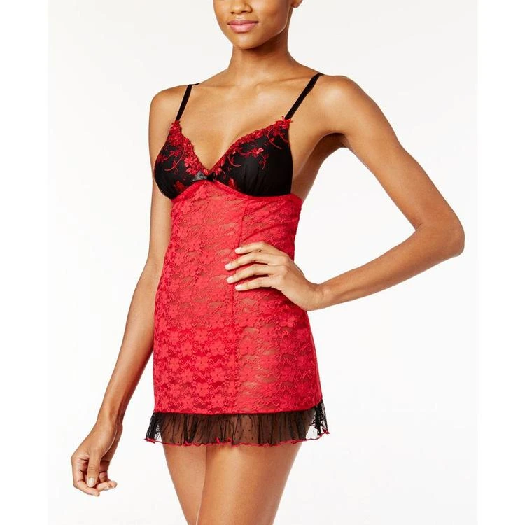 商品Linea Donatella|Embroidered Molded-Cup Sheer Lace Babydoll,价格¥88,第1张图片