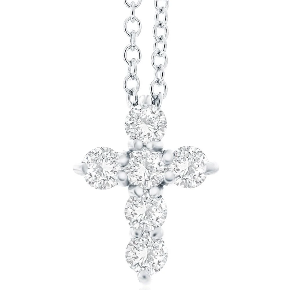商品Macy's|Diamond Cross Pendant Necklace (1 ct. t.w.) in 14k White Gold, 16" + 2" Extender,价格¥37651,第1张图片