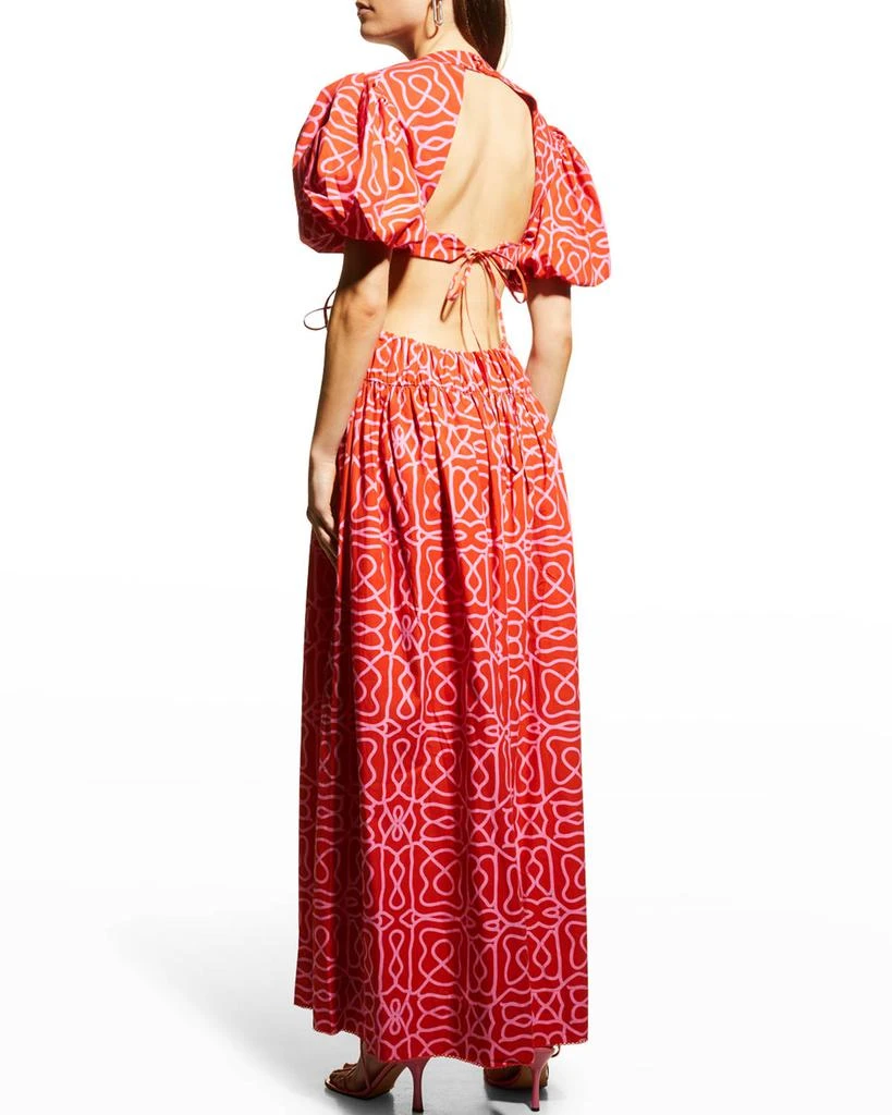 商品Agua by Agua Bendita|Samba Printed Linen Open-Back Maxi Dress,价格¥1560,第4张图片详细描述