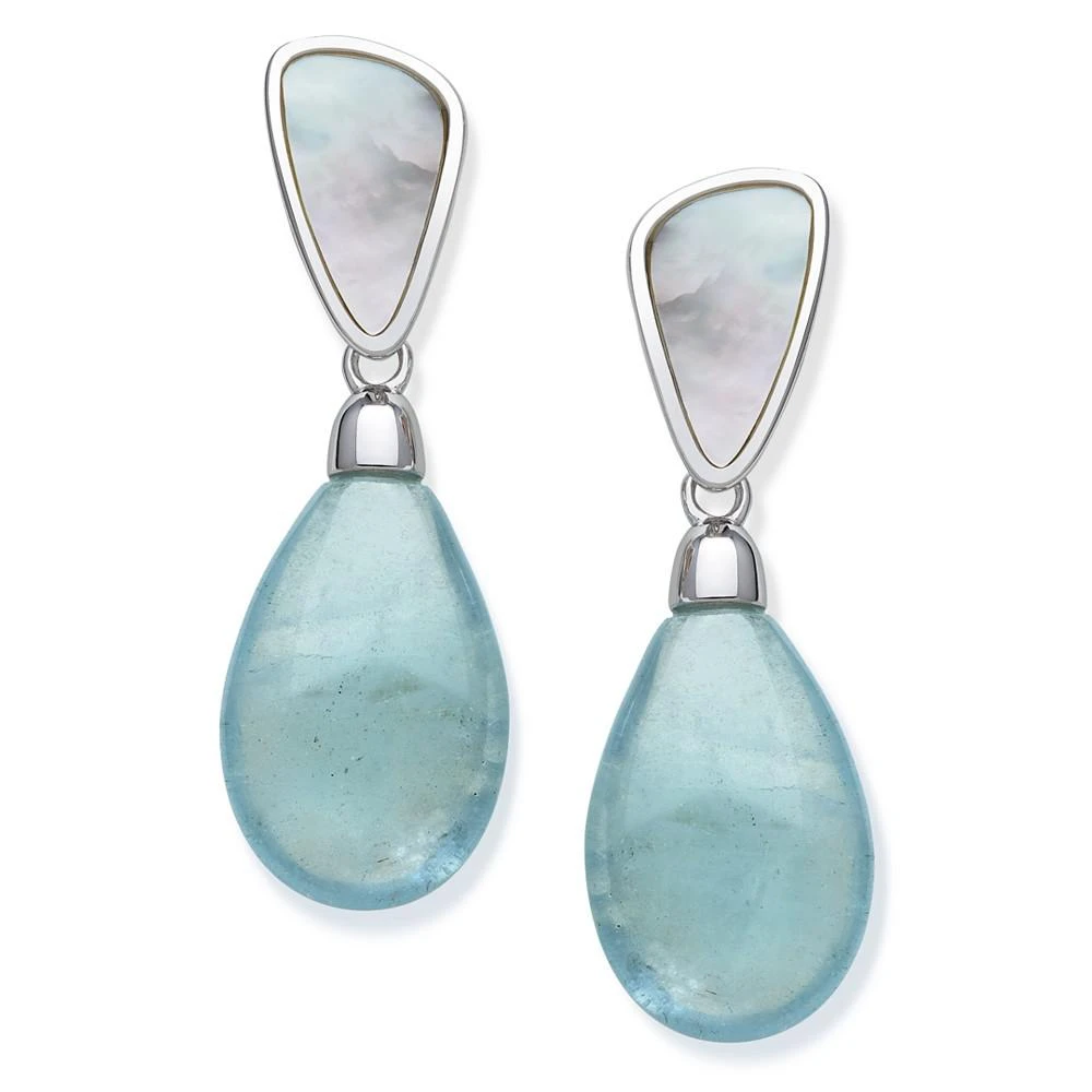商品Macy's|Milky Aquamarine and Mother of Pearl Earrings in Sterling Silver,价格¥1315,第3张图片详细描述