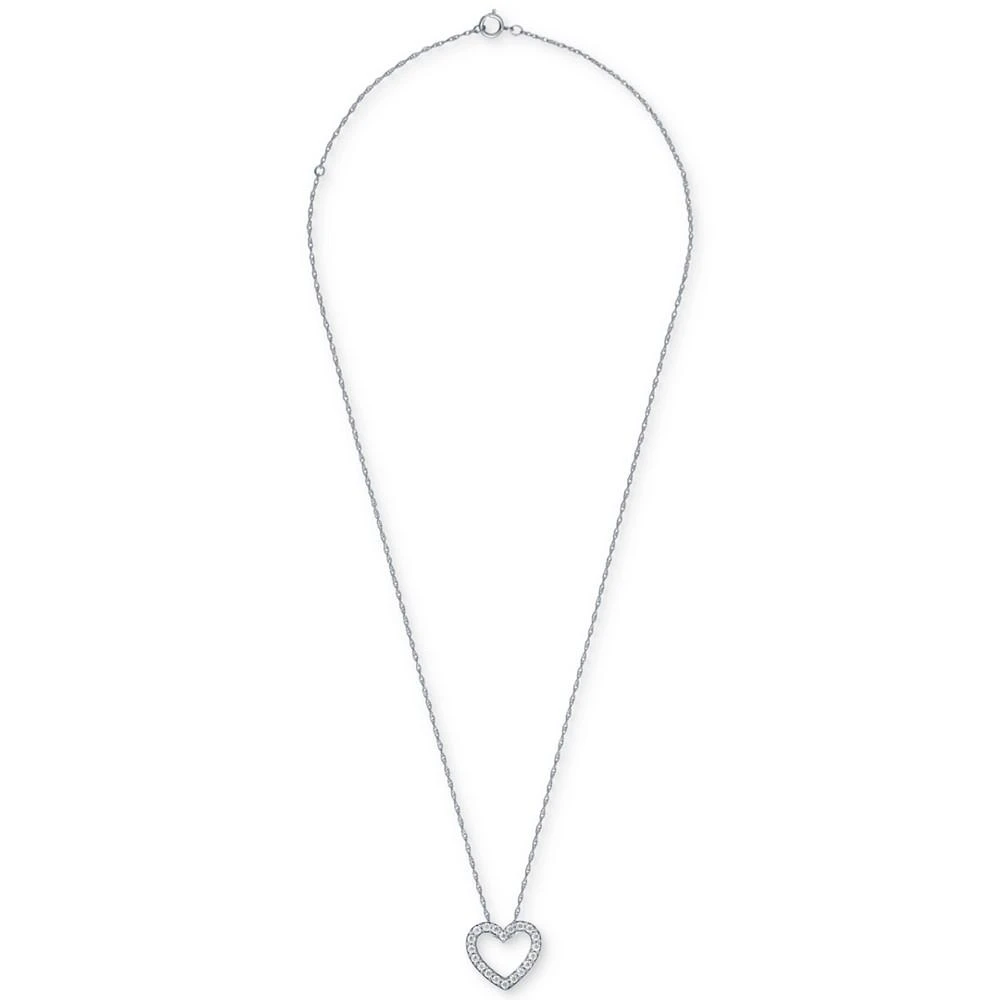 商品Macy's|Diamond Heart Pendant Necklace (1/2 ct. t.w.) in 14k White Gold, 16" + 2" extender,价格¥4519,第1张图片