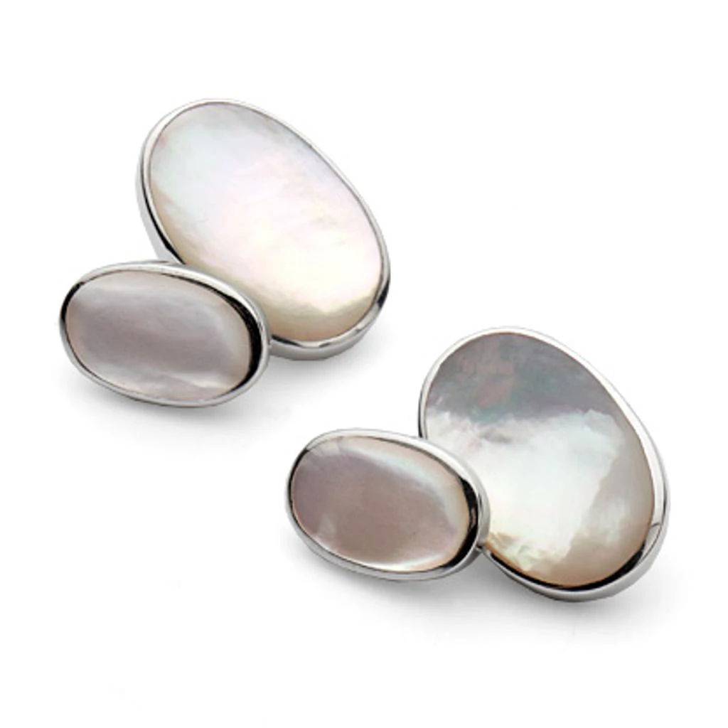 商品Aspinal of London|The oval silver cufflinks,价格¥992,第2张图片详细描述