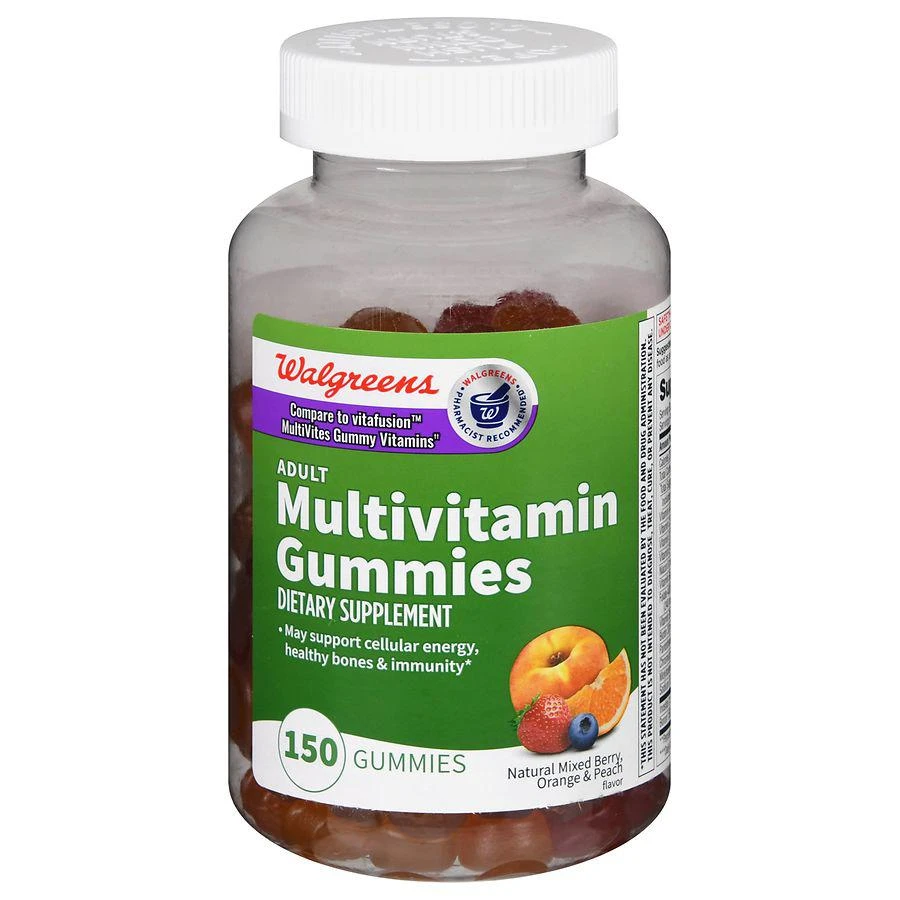 商品Walgreens|Adult Multivitamin Gummies Natural Mixed Berry, Orange & Peach,价格¥93,第1张图片